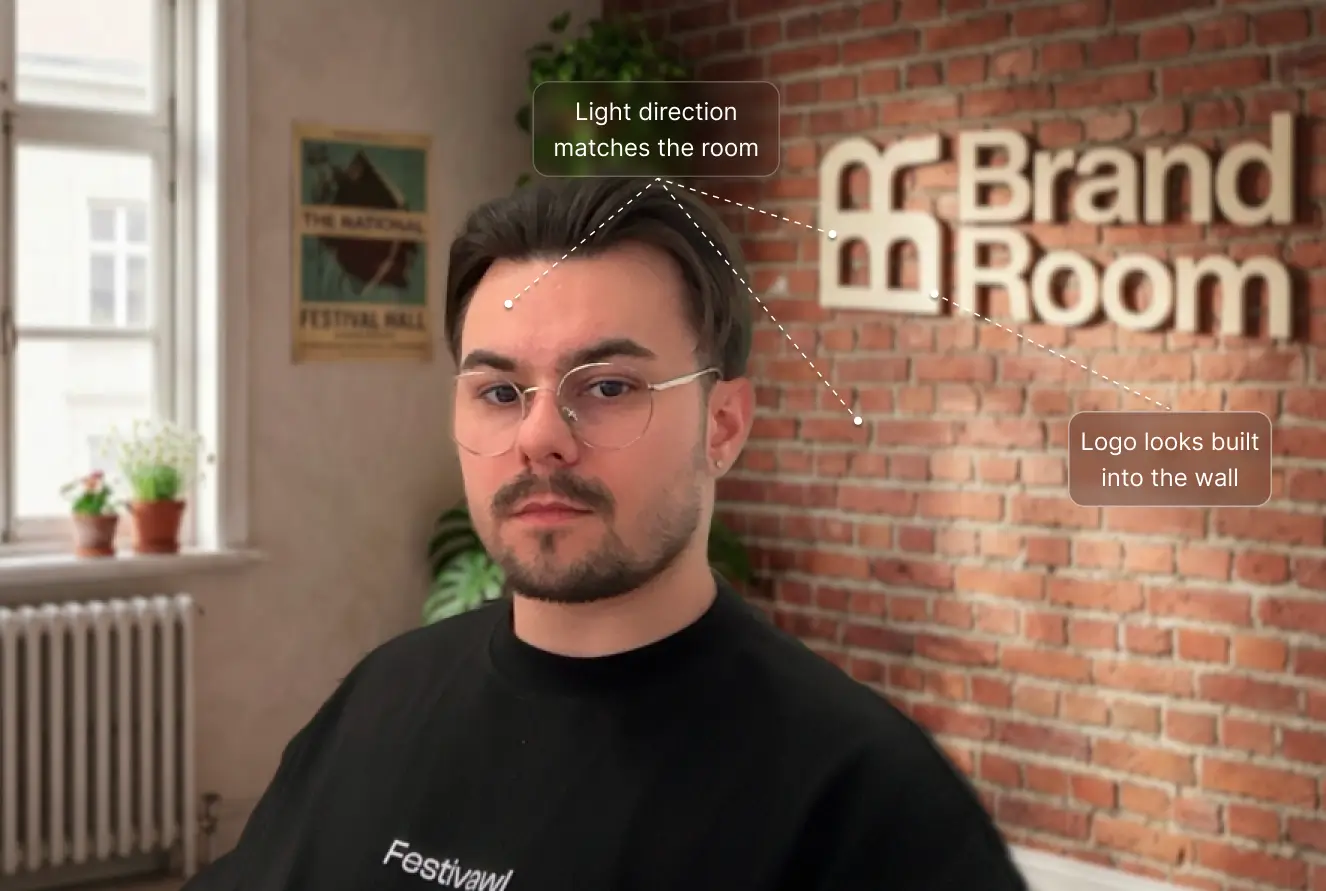 BrandRoom webcam preview inside the evidence proof panel