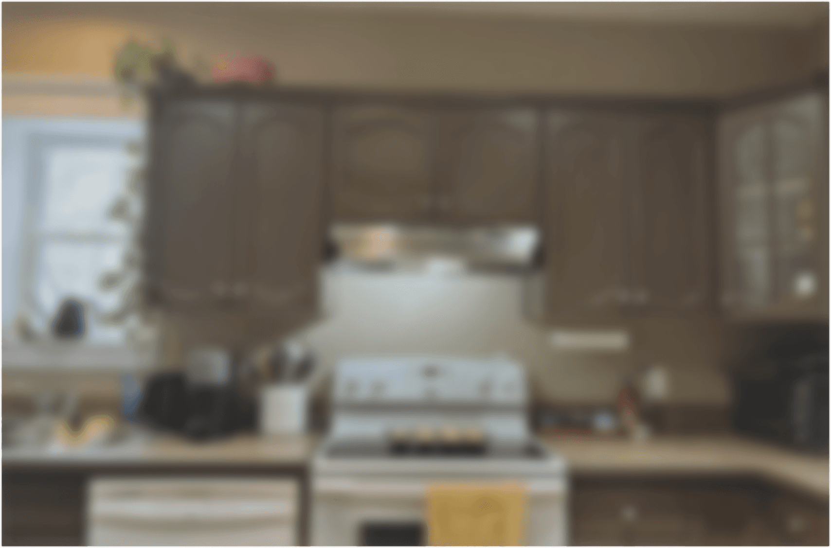 A blurry kitchen webcam shot