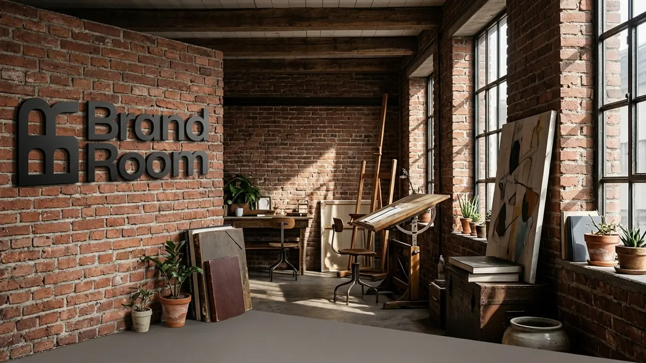 A creative loft Google Meet background preview