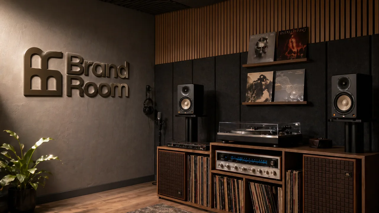 A studio-style virtual background preview for Zoom